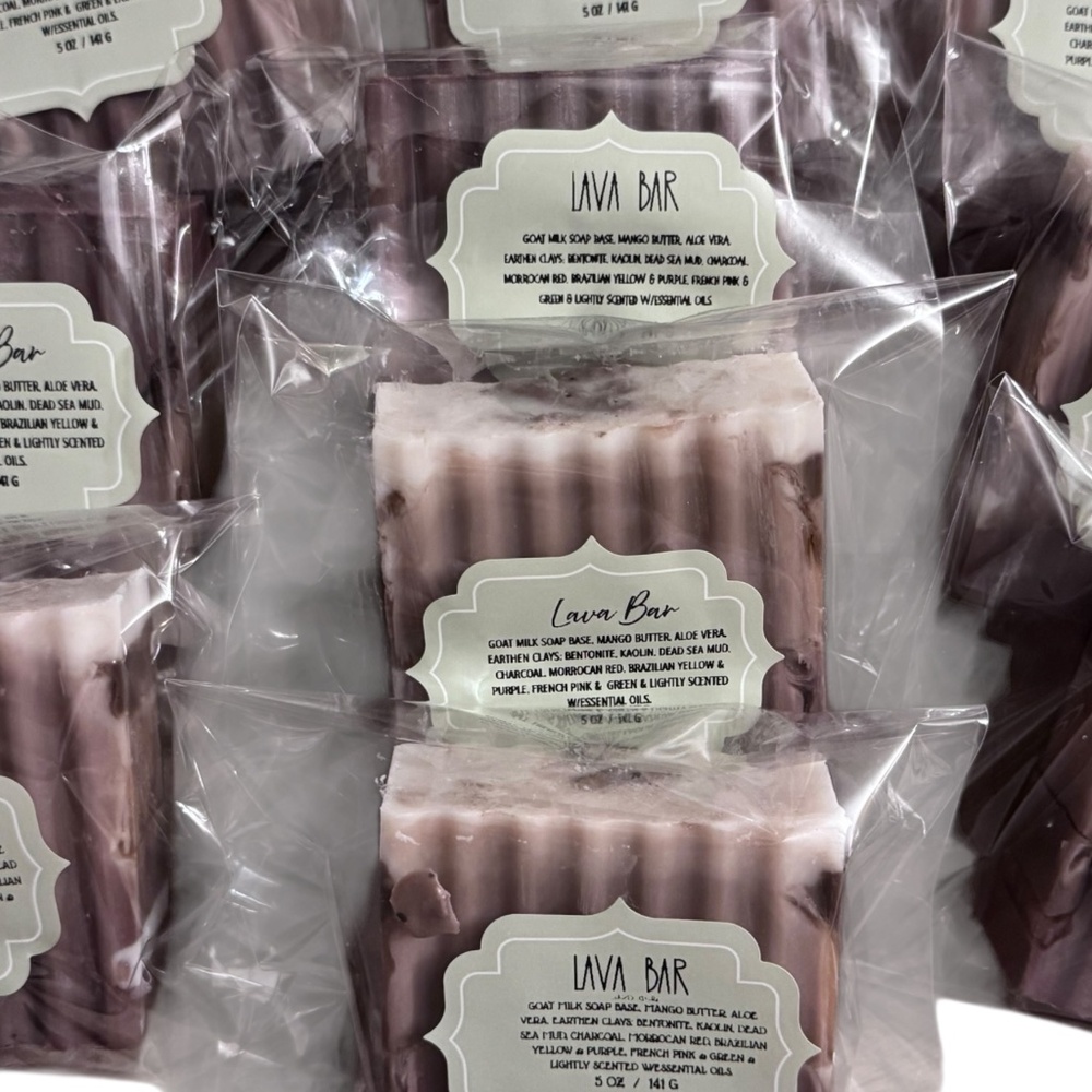 2/$15 THICK 5 OZ. Hand Crafted LAVA BAR 9 Earthen Clay Ess Oils Beauty Face Soap